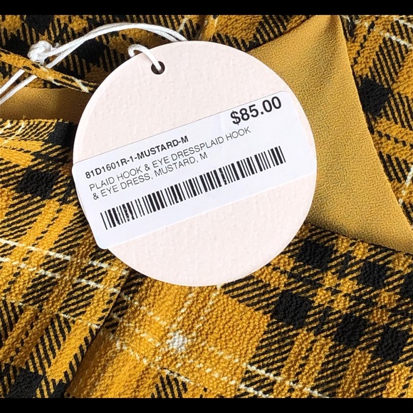 Wild Honey Y2K Mustard Yellow Plaid Grunge Ruffle Clasp Detail Mini Dress - Picture 4 of 8